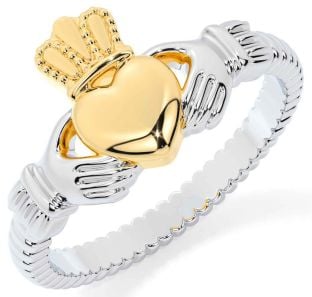 White Yellow Gold Claddagh Ring
