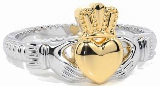 White Yellow Gold Claddagh Ring