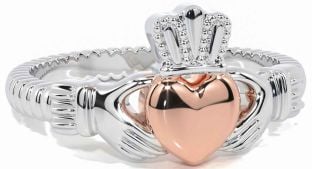 Rose Gold Silver Claddagh Ring