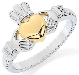 White Yellow Gold Claddagh Ring