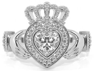 Diamond White Gold Claddagh Ring