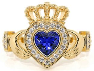 Diamant Saffier Goud Claddagh Ring