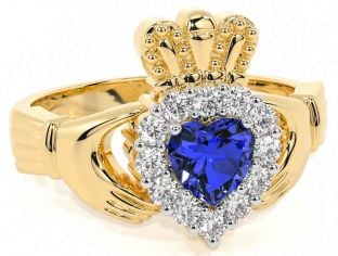 Diamond Sapphire Gold Silver Claddagh Ring