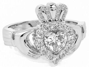 Diamond Silver Claddagh Ring