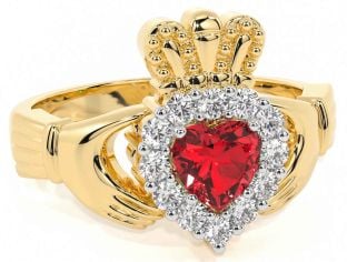 Diamant Rubin Gold Claddagh Ring