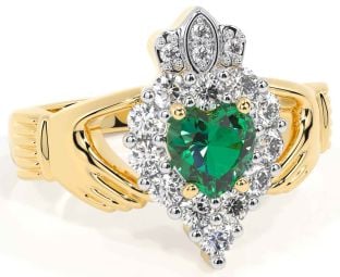 Diamond Emerald Gold Silver Claddagh Ring