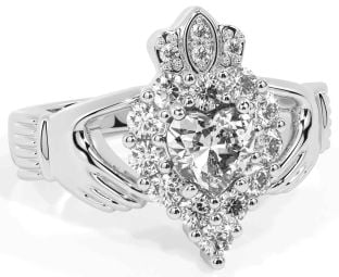 Diamond Silver Claddagh Ring