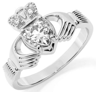 Diamond Silver Claddagh Ring