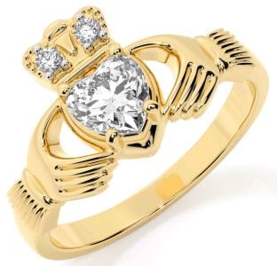 Diamante Ouro Claddagh Anel