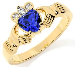 Diamond Sapphire Gold Silver Claddagh Ring