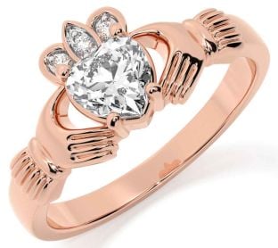 Diamond Rose Gold Claddagh Ring