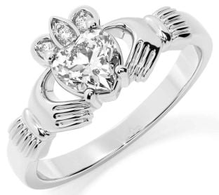 Diamond Silver Claddagh Ring