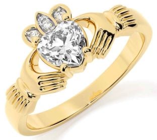 Diamond Gold Claddagh Ring