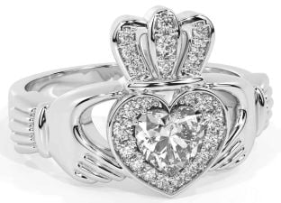 Diamond Silver Claddagh Ring