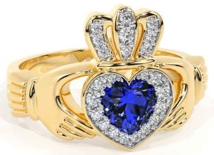 Diamant Saffier Goud Claddagh Ring