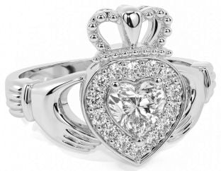 Diamond White Gold Claddagh Ring