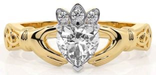 Diamond Gold Silver Claddagh Ring