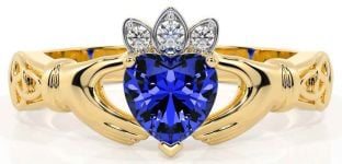 Diamond Sapphire Gold Silver Claddagh Ring