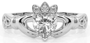 Diamond Silver Claddagh Ring