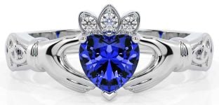 Diamant Safir Argint Claddagh Ring