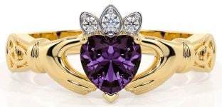 Diamant Alexandrit Guld Claddagh Ring