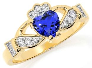 Diamond Sapphire Gold Silver Claddagh Ring