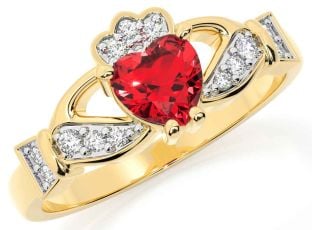 Diamant Rubin Gold Claddagh Ring