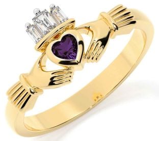 Diamond Alexandrite Gold Silver Claddagh Ring