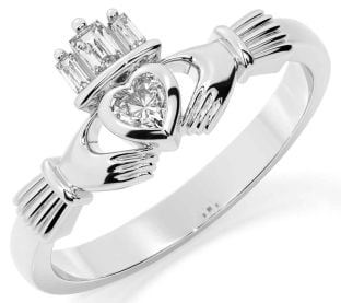 Diamond Silver Claddagh Ring