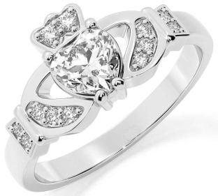 Diamond Silver Claddagh Ring