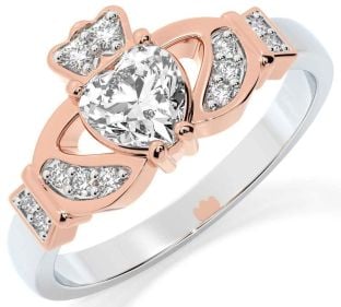 Diamant Rose Gold Silber Claddagh Ring