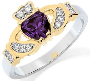 Diamant Alexandrite Gull Sølv Claddagh Ringe