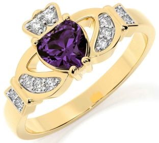 Diamant Alexandrite Or Claddagh Anneau