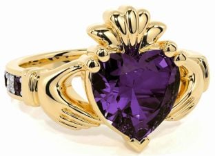 Diamond Alexandrite Gold Silver Claddagh Ring