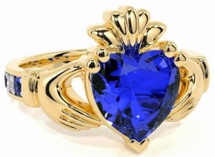 Diamond Sapphire Gold Silver Claddagh Ring