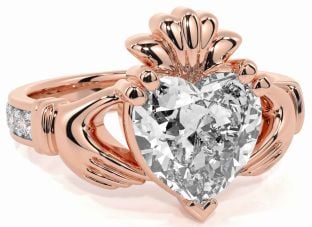 Diamond Rose Gold Claddagh Ring
