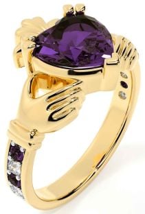 Diamond Alexandrite Gold Claddagh Ring
