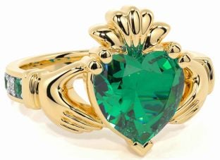 Diamond Emerald Gold Claddagh Ring