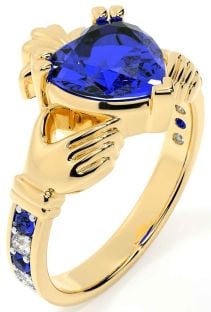 Diamond Sapphire Gold Claddagh Ring