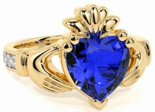 Diamond Sapphire Gold Silver Claddagh Ring