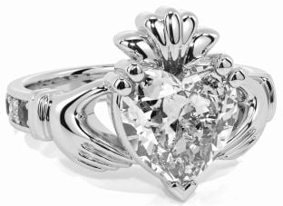 Diamond Silver Claddagh Ring