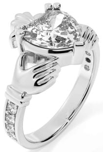 Diamond White Gold Claddagh Ring