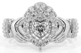 Diamond White Gold Claddagh Ring