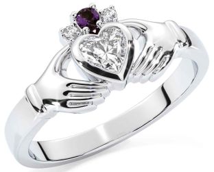 Diamante Alessandrite Bianco Oro Claddagh Squillo