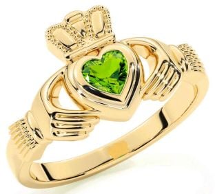 Peridot Gold Silver Claddagh Ring