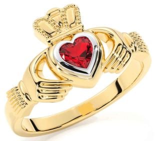 Ruby Gold Silver Claddagh Ring