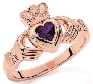 Alexandrite Rose Gold Claddagh Ring