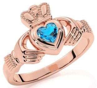 Topaz Rose Gold Claddagh Ring