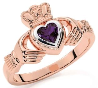 Alexandrite White Rose Gold Claddagh Ring