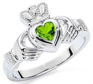 Peridot Silver Claddagh Ring